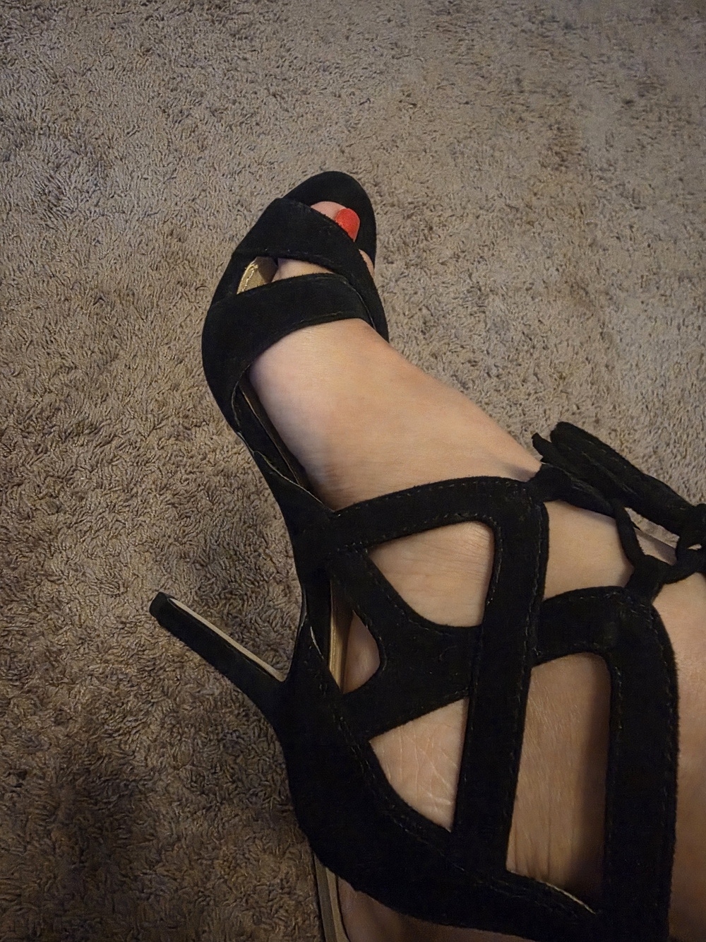 SAM EDELMAN Black Suede Strappy High Heel Sandals - Women S7